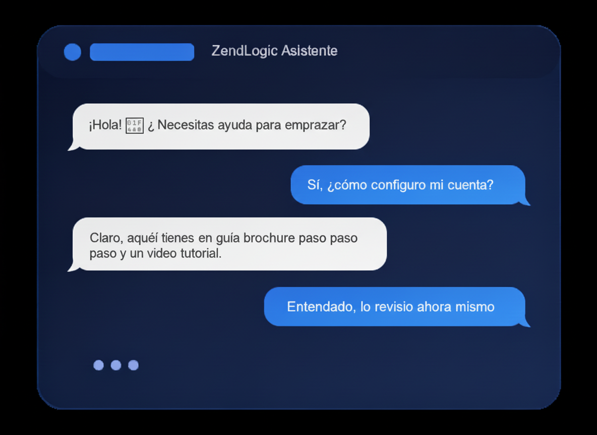 Interfaz de ZendLogic Asistente en WhatsApp